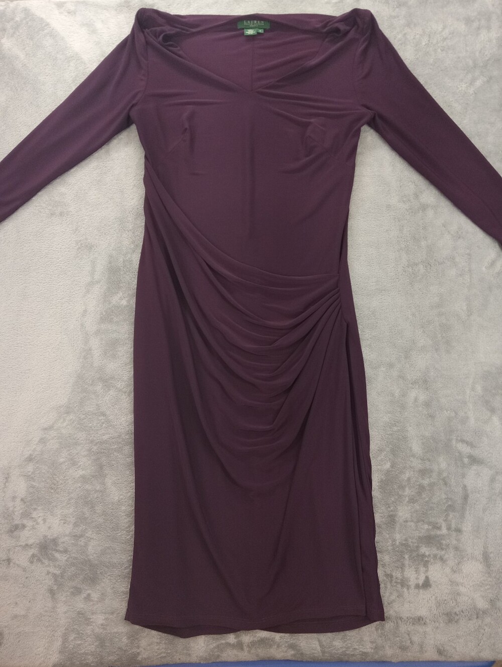 Ralph Lauren women’s purple open leg long sleeve dress in a size 4 formal